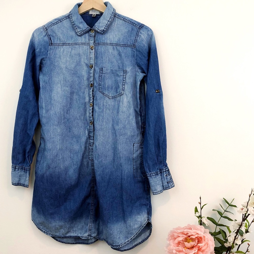 Noble U | Chambray denim tunic with roll-up sleeve